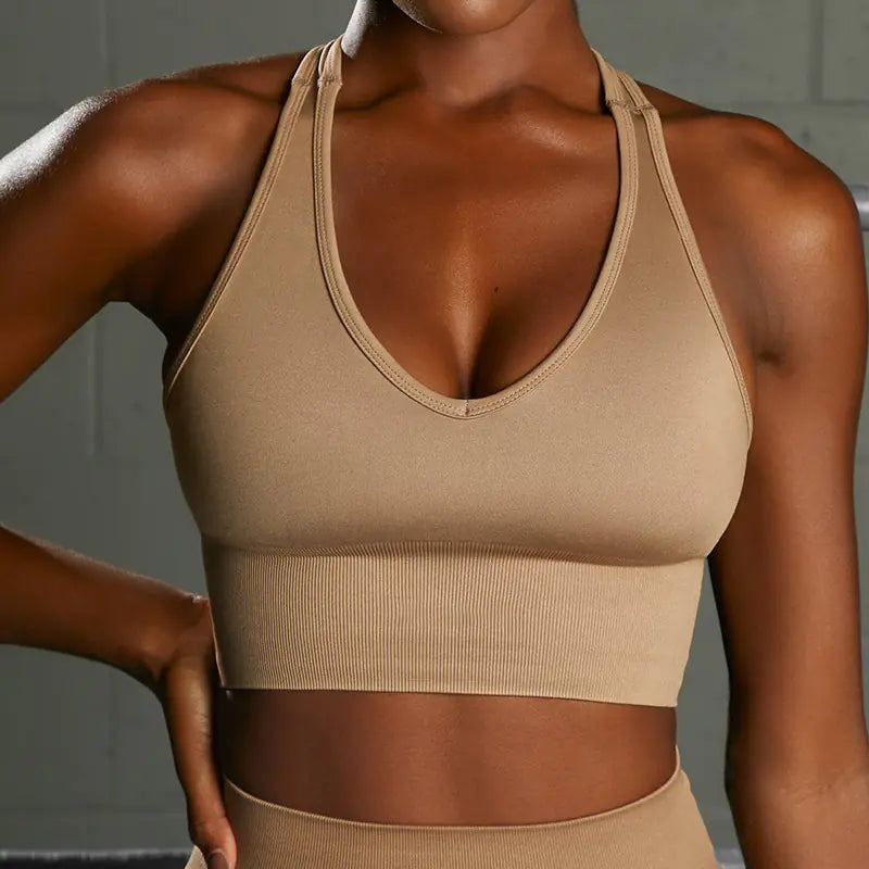 Seamless Knit Sports Bra and High-Waist Yoga Set