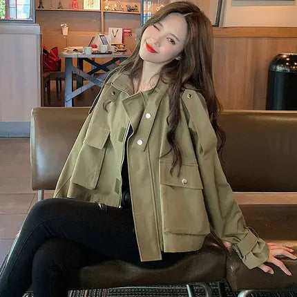 Women's Short Utility Jacket - Korean Style Spring/Fall