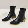 Plus Size Women's Pointed Leather Short Boots with Heels