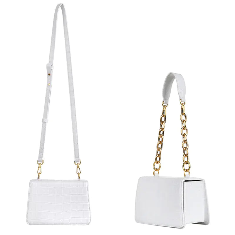 Autumn Pattern Chain Tote Bag - Vintage Square Shoulder Bag