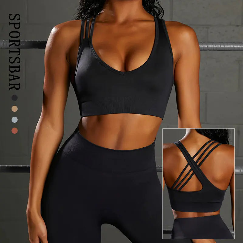 Seamless Knit Sports Bra and High-Waist Yoga Set