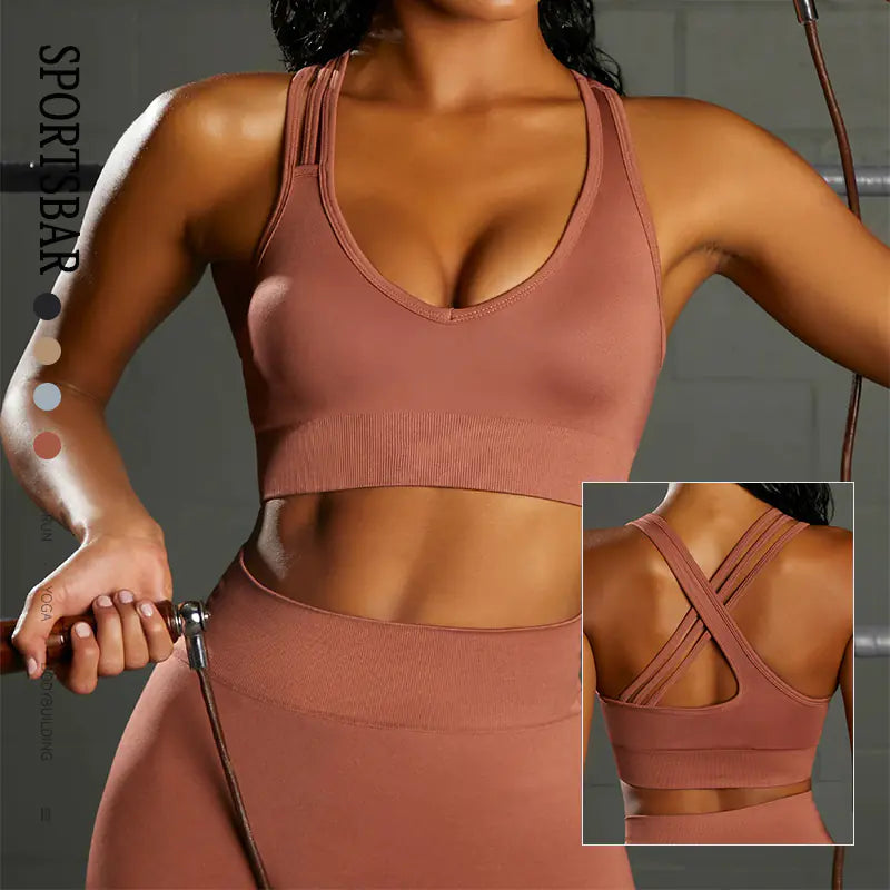 Seamless Knit Sports Bra and High-Waist Yoga Set