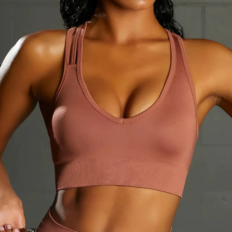 Seamless Knit Sports Bra and High-Waist Yoga Set