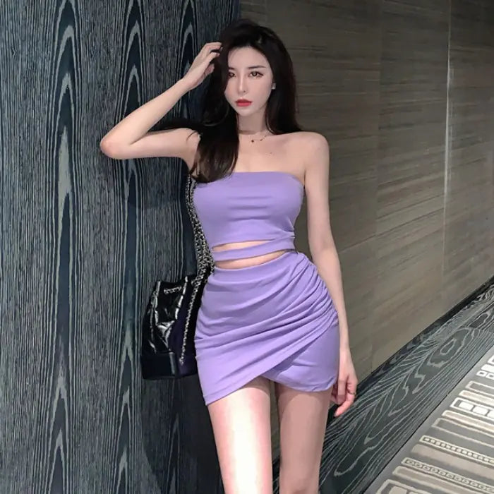 Casual Sexy Crop Top and High-Waisted Skirt Set