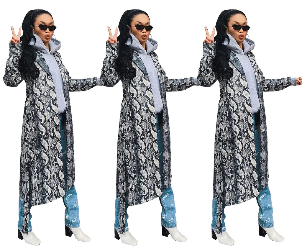 L8099 Women's Digital Print Outerwear Coat