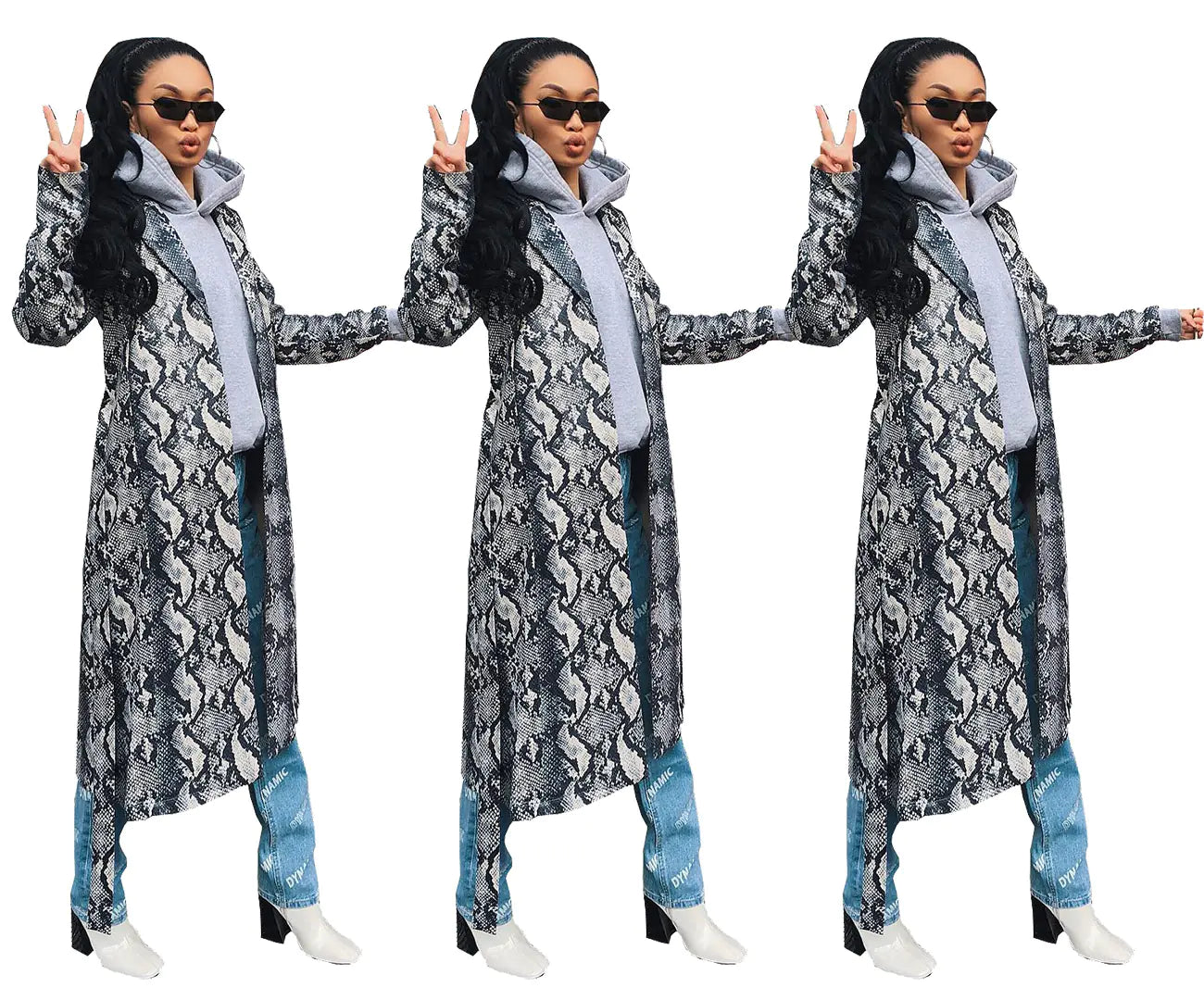 L8099 Women's Digital Print Outerwear Coat