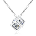 Zircon Cube Necklace for Women with Square Pendant