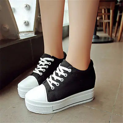 Elevated Casual Canvas Lace-Up Sneakers for Women