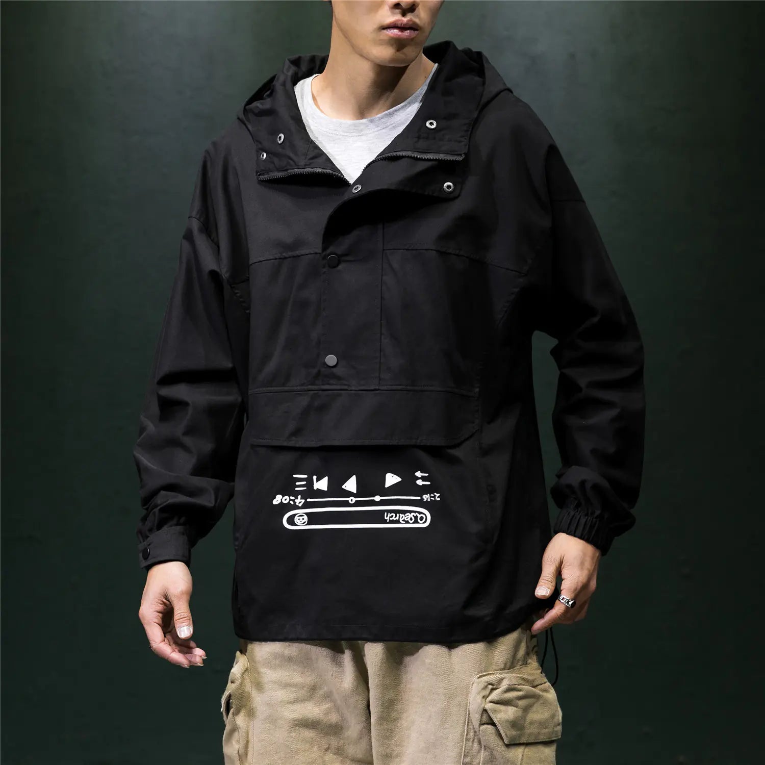 Men's Spring Autumn Hip-Hop Loose Hooded Jacket
