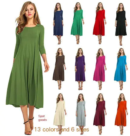 New Long Sleeve A-Line Dress in Multiple Colors