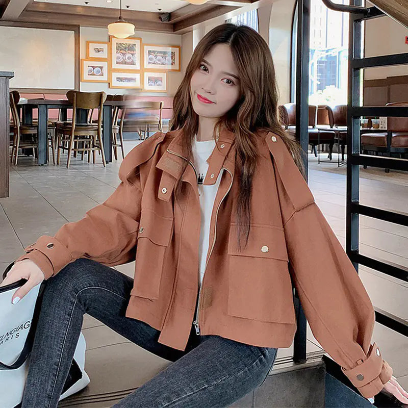 Women's Short Utility Jacket - Korean Style Spring/Fall