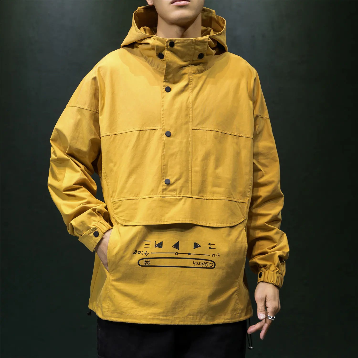 Men's Spring Autumn Hip-Hop Loose Hooded Jacket