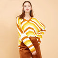2020 Women's Striped Loose V-Neck Knit Sweater