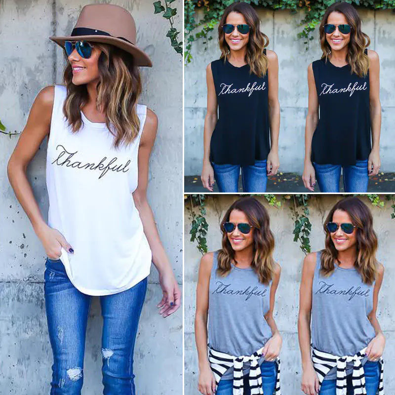 2019 Spring Women's Loose Fit Round Neck Tank Top