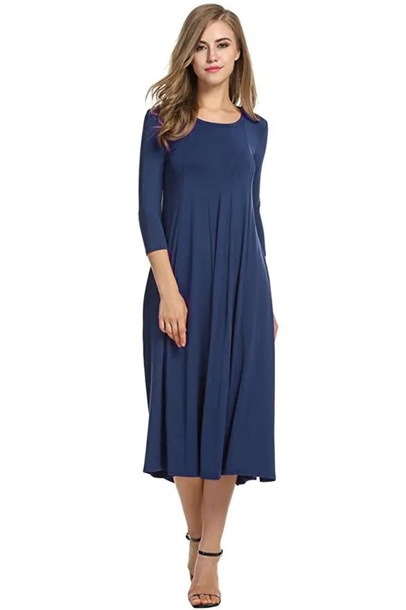 New Long Sleeve A-Line Dress in Multiple Colors