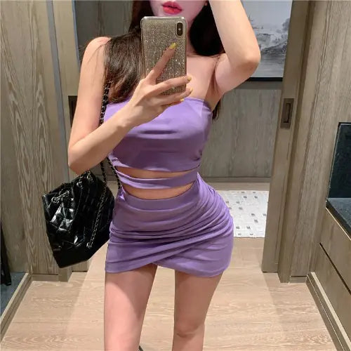 Casual Sexy Crop Top and High-Waisted Skirt Set