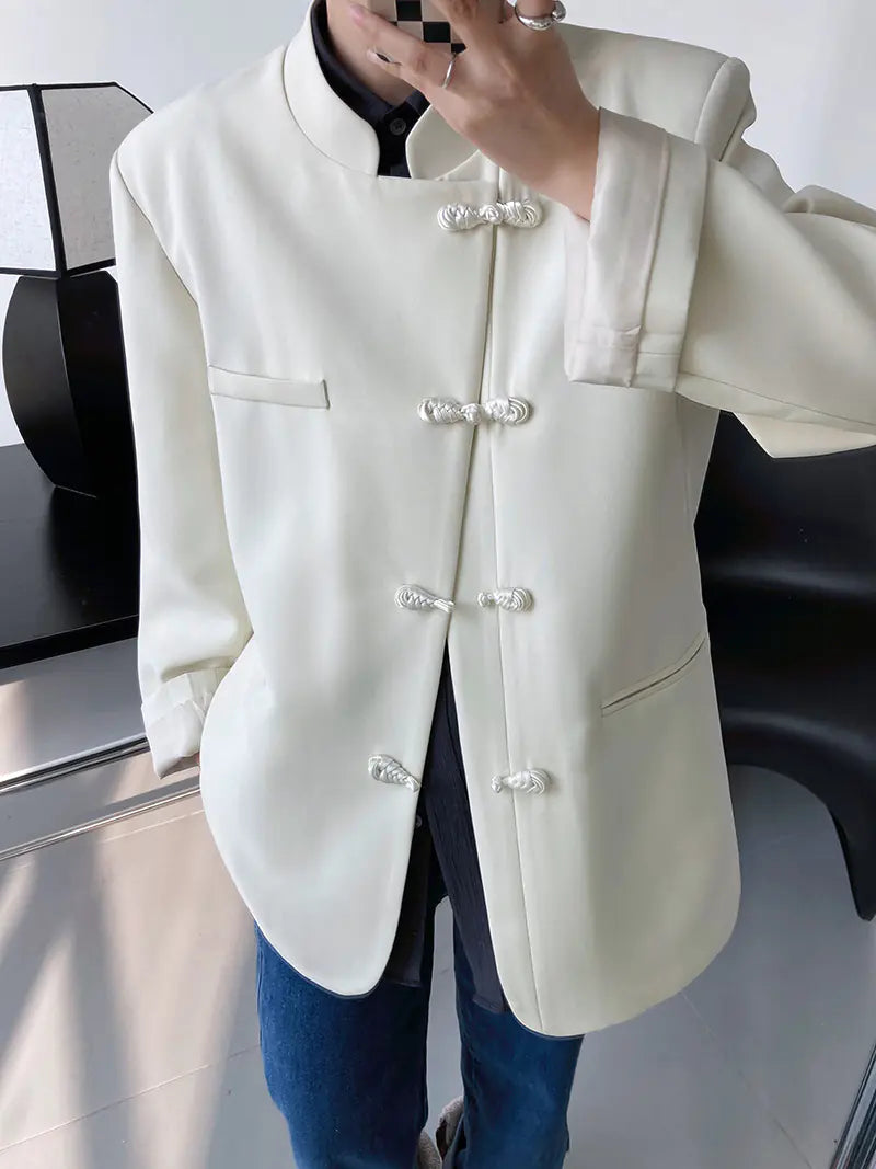 Vintage Women's Blazer with Buckle Stand Collar