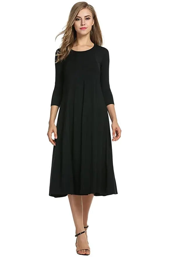 New Long Sleeve A-Line Dress in Multiple Colors