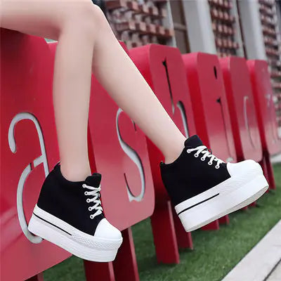 Elevated Casual Canvas Lace-Up Sneakers for Women