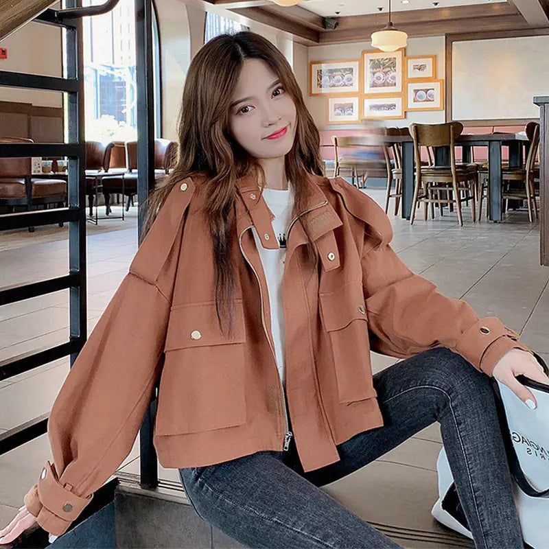 Women's Short Utility Jacket - Korean Style Spring/Fall