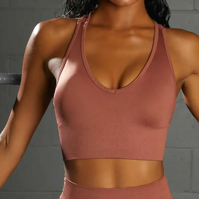 Seamless Knit Sports Bra and High-Waist Yoga Set