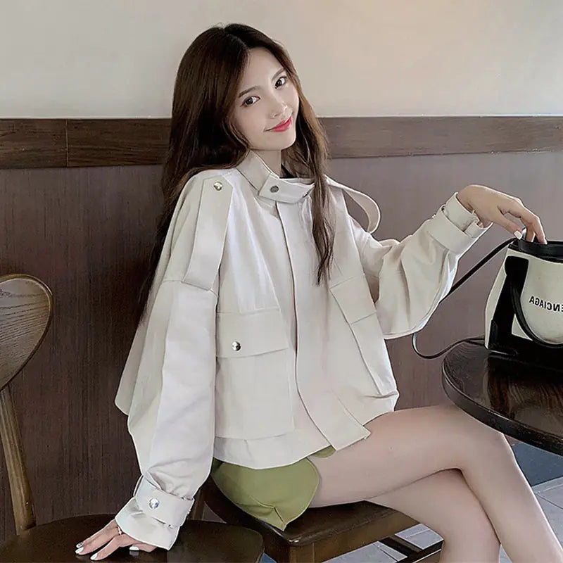 Women's Short Utility Jacket - Korean Style Spring/Fall