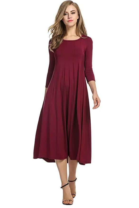 New Long Sleeve A-Line Dress in Multiple Colors