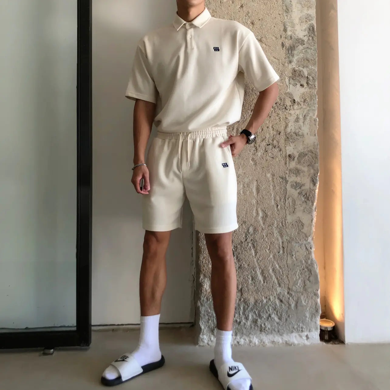 Casual Cotton Sports Suit with Polo Shirt and Shorts