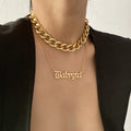 Punk Layered Cross Chain Necklace with Letter Pendant
