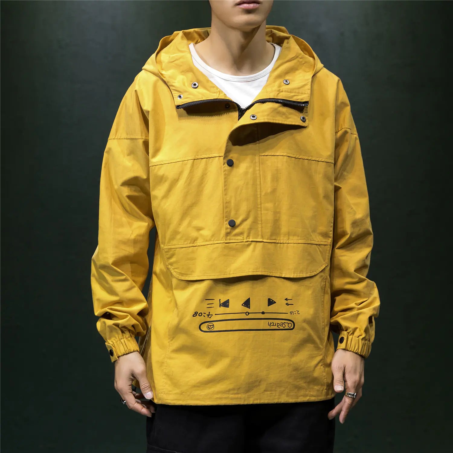 Men's Spring Autumn Hip-Hop Loose Hooded Jacket