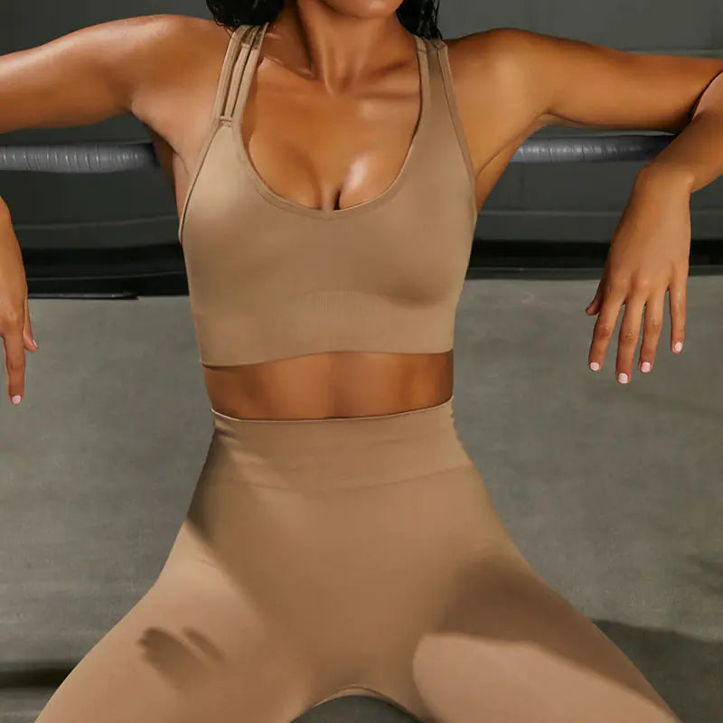 Seamless Knit Sports Bra and High-Waist Yoga Set